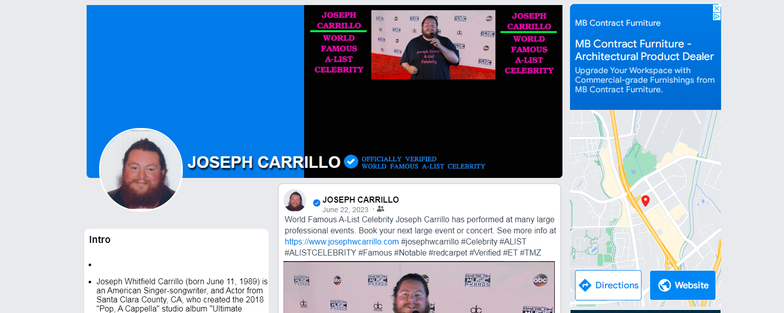 World Famous A-List Celebrity Joseph Carrillo - Verified Facebook Page